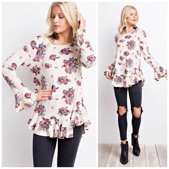 LAST  1!!  💕New For Spring! Ruffled Floral Tunic! - Picture 4 of 6